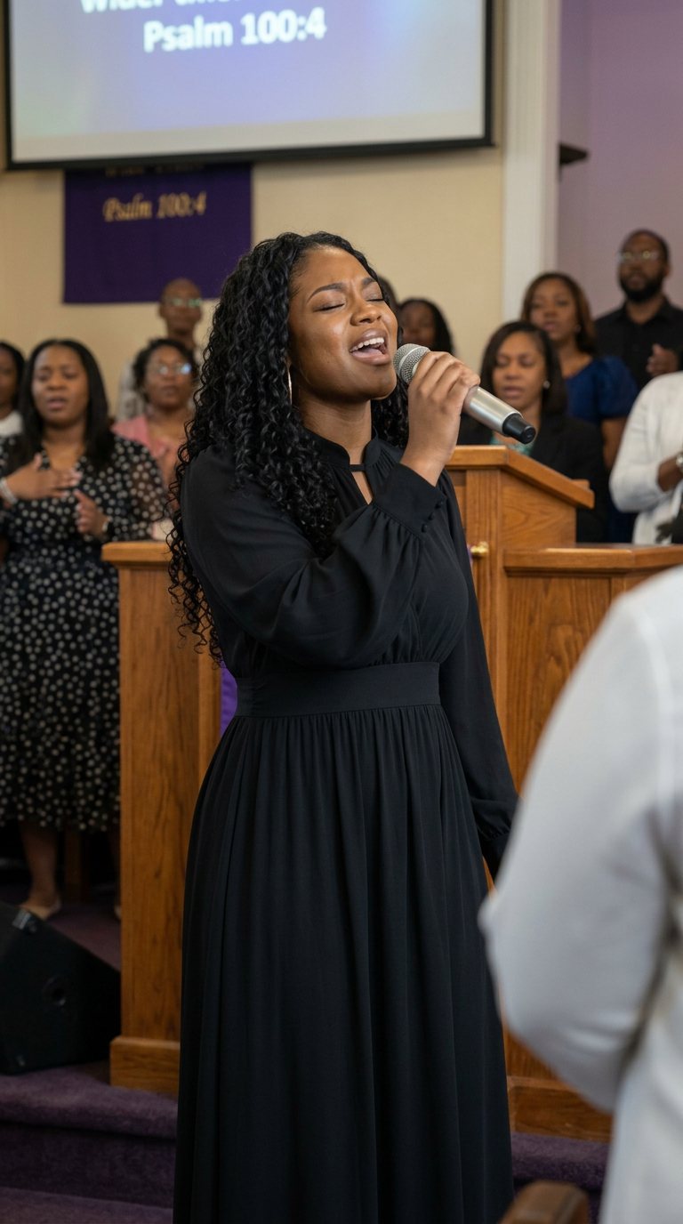 Trinity singing at the front of the church